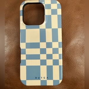 Burga Straight A Blue and Cream Checkered iPhone 16 Pro Case